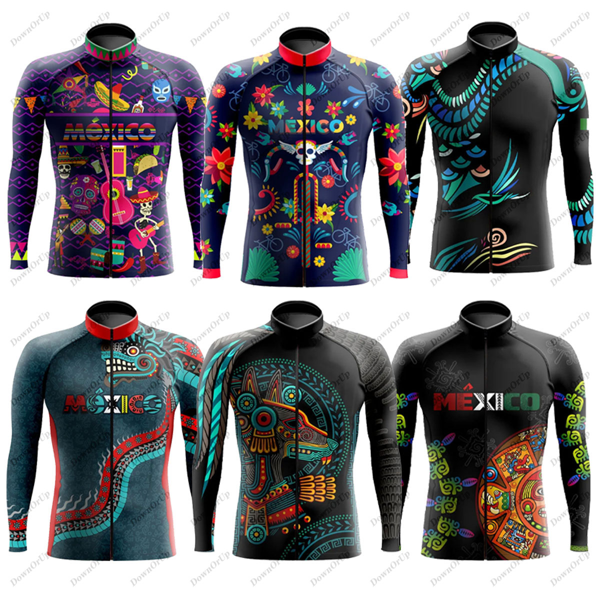 Mountain Biking New Mexico - Mexico Aztec Jersey sepeda pria lengan