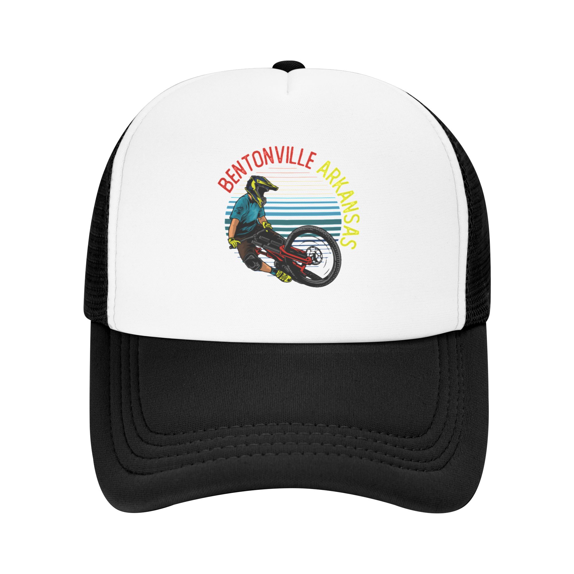 Mountain Biking In Arkansas - Topi Bisbol Jaring Gaya Vintage Retro